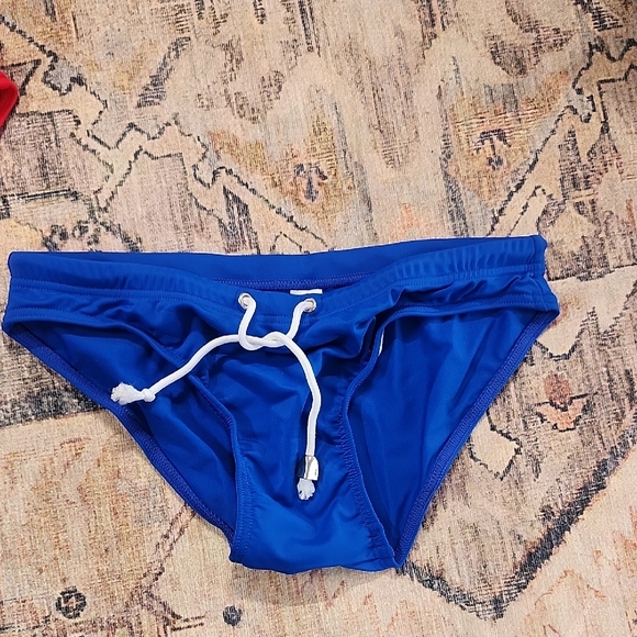 Men's Red and Blue Swim Briefs - Picture 2 of 8